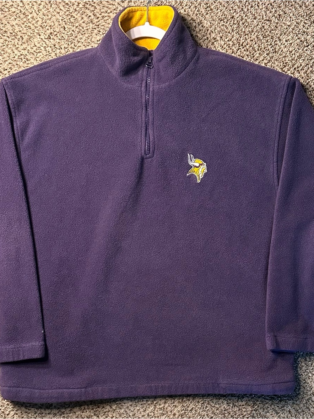 Minnesota Vikings 90s Men's Purple Quarter-Zip Fleece Pullover with Yellow